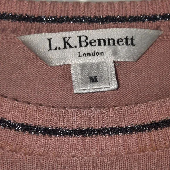 LK BENNETT Silk Blend Sweater Ruffle Half Sleeve Blush Pink London Knit Quiet M - Picture 4 of 6